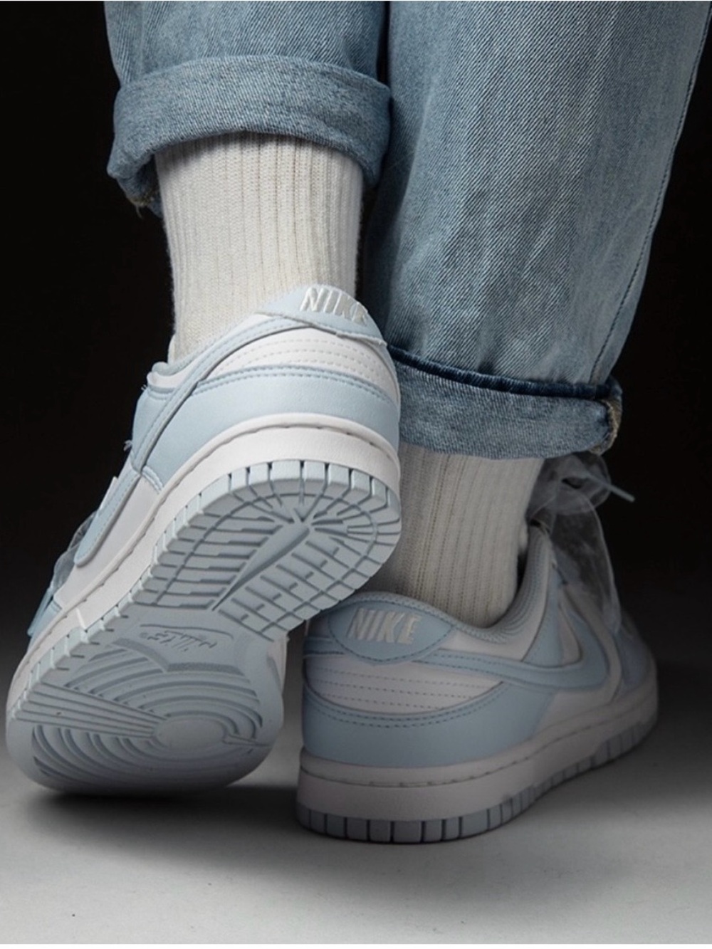 Nike Dunk Low Next Nature Blue Tint Sheer Lace Pack Sneakers Size 7 Ribbon - Picture 2 of 11